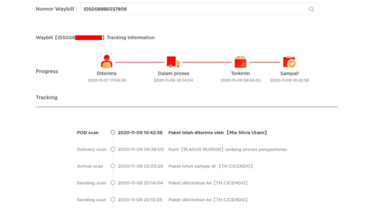 Istilah Dalam Resi ID Express